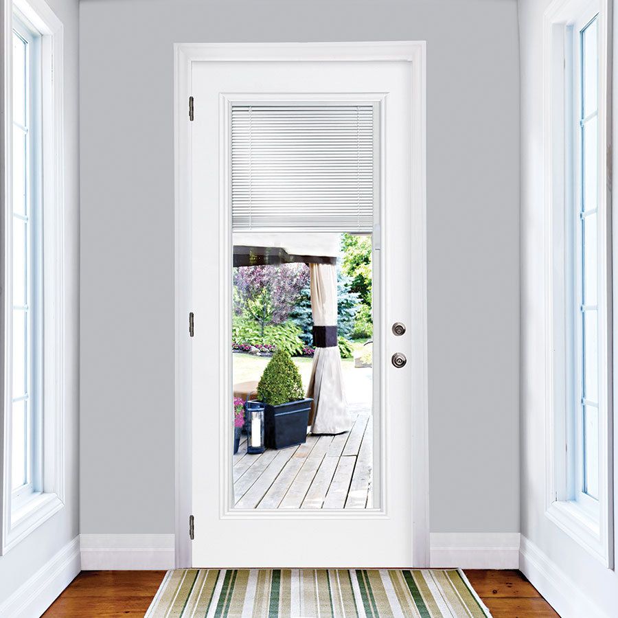 Fiberglass Full Lite With Blinds Primed Prehung Exterior Door